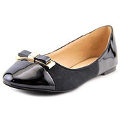 Wanted Barbie Black Patent Vegan Suede Fashion Gold Bow Flats