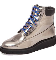 Shellys London Erin Pewter Leather Multi Lace Up Chunky Platform Combat Boot