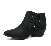 Soda Chance Closed Toe Multi Strap Ankle Block Heel Open Side Fashion Bootie Black Nb Chance (7, Black Nb Chance)