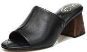 Sam Edelman Sonya Black Leather Sculptural Slip On Open Toe Block Heeled Sandals