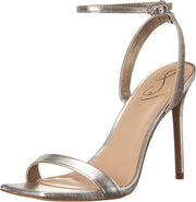 Sam Edelman Ophelia Soft Silver Open Toe Ankle Strap Stiletto Heeled Sandals
