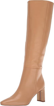 Sam Edelman Sylvia Luxe Tan Pointed Toe Block Heel Knee High Leather Boots