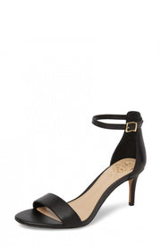 Vince Camuto Sebatani Black Leather Fashion Ankle Strap Open Toe Two Piece Pumps