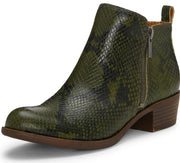 Lucky Brand Basel Ankle Bootie Riffle Green Slither Snake Low Cut Ankle Booties