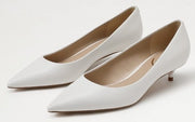 Sam Edelman Franci Bright White Pointed Toe Slip On Kitten Heeled Classic Pumps