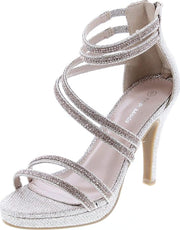 Top Moda Inna-1 Champagne Sandals High Heel Ankle Strap Open Toe Sandals