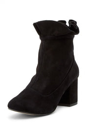 Cecelia New York Mackie Black Suede Block Heel Ruffle Bootie Ankle Boots