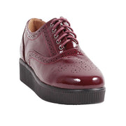 Wanted Women's Bradford Oxford Burgundy Lace Up P{latfrom Wedge Oxfords