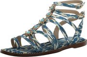 Sam Edelman Tianna Blue Lapis Multi Toe Ring Ankle Strap Flat Gladiator Sandals