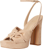 Sam Edelman Kristen Cappuccino Block Heel Ankle Strap Squared Toe Heeled Sandals