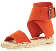 Saint & Libertine Marbella Paprika Nubuck Leather Flat Ankle Cuff Jute Sandals