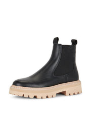 Dolce Vita Moana H2O Onyx Leather Pull On Round Toe Lugged Sole Ankle Boots