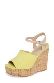 Charles David Dory Sunshine Yellow Nude Ankle Strap Platform Wedge Sandals