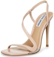 Steve Madden Nadia Nude Patent Strappy Slip On Open Toe Stiletto Heeled Sandals