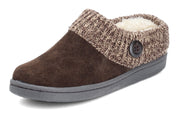 Clarks Angelina Dark Brown knitted Collar Winter Clog Rounded Toe Slippers