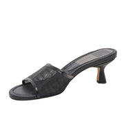 Dolce Vita Meeza Onyx Mesh Open Toe Slip On Kitten Heeled Fashion Sandals