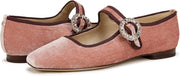Sam Edelman Michaela Winter Peony Crystal Mary Jane Ankle Strap Square Toe Flats