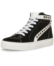Steve Madden Tracey-F Black Suede Fashion High Top Lace Up Embellished Sneakers