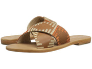 Kelsi Dagger Crown Cinnamon Slip On Open Toe Nude Slide Flat Leather Sandal