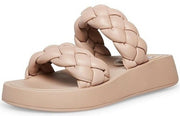 Steve Madden Hillary Taupe Slip On Rounded Open Toe Platform Braided Sandals