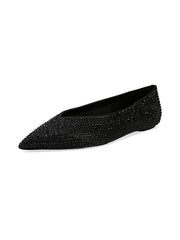 Sam Edelman Nita Black Satin Pointed Toe Slip On Fashion Classic Ballet Flats