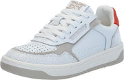 Sam Edelman Harper White/Light Stone/Tigerlily Lace Up Fashion Low Top Sneakers