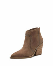 Vince Camuto Granda Tuscan Taupe Zipper Closure Pointed Toe Western Ankle Boot