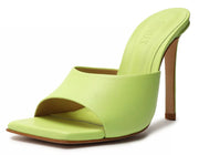 Schutz Kate Fresh Green Slip On Open Square Toe Stiletto High Heel Sandals