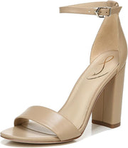 Sam Edelman Yaro Classic Nude Leather Ankle Strap Open Toe Block Heeled Sandals