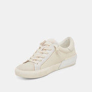 Dolce Vita Zina Off White Woven Lace Up Low Top Round Toe Fashion Sneakers