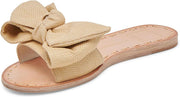 Dolce Vita Darsey Lt Natural Raffia Bow Detailed Slip On Flat Slides Sandals
