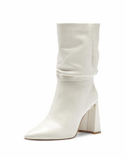Vince Camuto AMBIE Slouch Pointed Toe Boot FLUFF White Block Heel Booties