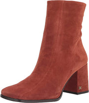 Sam Edelman Mayla Mesa Rust Block Heel Squared Toe Fashion Leather Ankle Boots
