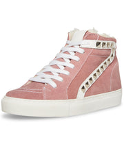 Steve Madden Women's Tracey Fur Mauve Suede High-Top Studded Lace Up Sneakers