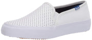 Keds Double Decker White Perforated Leather Low Top Rounded Toe Slip On Sneakers