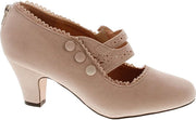 Chase & Chloe Mina-4 Closed Toe Mary Jane High Heel Nude Suede