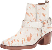 Sam Edelman Bellamie Natural/Ivory Stacked Heel Squared Toe Western Ankle Boots