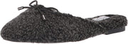 Jessica Simpson Tracee Black Cozy Mule Fur Bow Round Toe Slip On Flat Slippers
