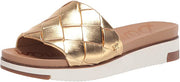 Sam Edelman Adaley Dark Gold Open-Toe Slip-On Platform Leather Slide Sandal