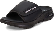 Skechers Arch Fit Black Slip On Adjustable Strap Contoured Footbed Slide Sandals
