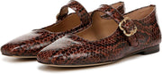 Sam Edelman Michaela Stable Brown Mary Jane Ankle Strap Square Toe Dress Flats
