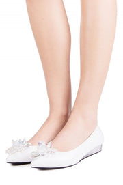Jeffrey Campbell Jacy Crys White Box Clear Wedge Heel 3-D Flower Ballet Flats