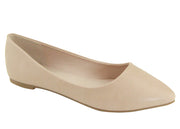 Bella Marie Angie-53 Women's Classic Pointy Toe Ballet Slip On Flats Shoes Nude