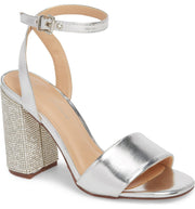 Lauren Lorraine Julia Silver Sandal 3.75 High Heel Mesh Crystal Embellished Dress Pumps - Silver