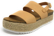 Soda Kazoo Nude Pu Casual Espadrilles Rubber Sole Open Toe Platform Sandals