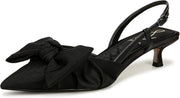 Sam Edelman Treena Black Pointed Toe Slingback Kitten Heeled Bow Detailed Pumps