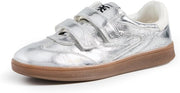 Sam Edelman Talia Soft Silver Leather Rounded Toe Low Top Flat Sneakers