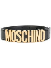 Moschino Logo Leather Belt Black Leather Gold Buckle Z1A80068002555 (48)