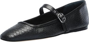 Dolce Vita Rodni Onyx Snake Embossed Mary Jane Squared Toe Fashion Ballet Flats