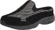 Easy Spirit Travel Time Black Round Leather Comfort Slip On Mule Clog X-Wide